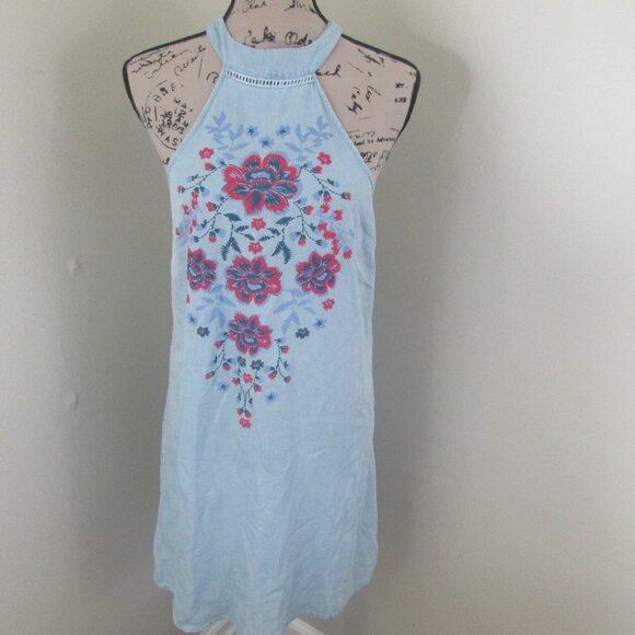 Living Doll Dress Juniors 1 Blue Boho Floral - Picture 1 of 12